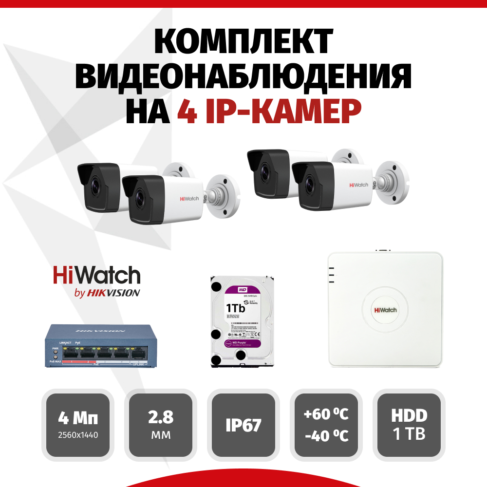 HiWatch на 4 камеры
